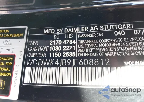 2018 Mercedes-Benz C 300 из США, поврежденный, VIN WDDWK4JB9JF608812